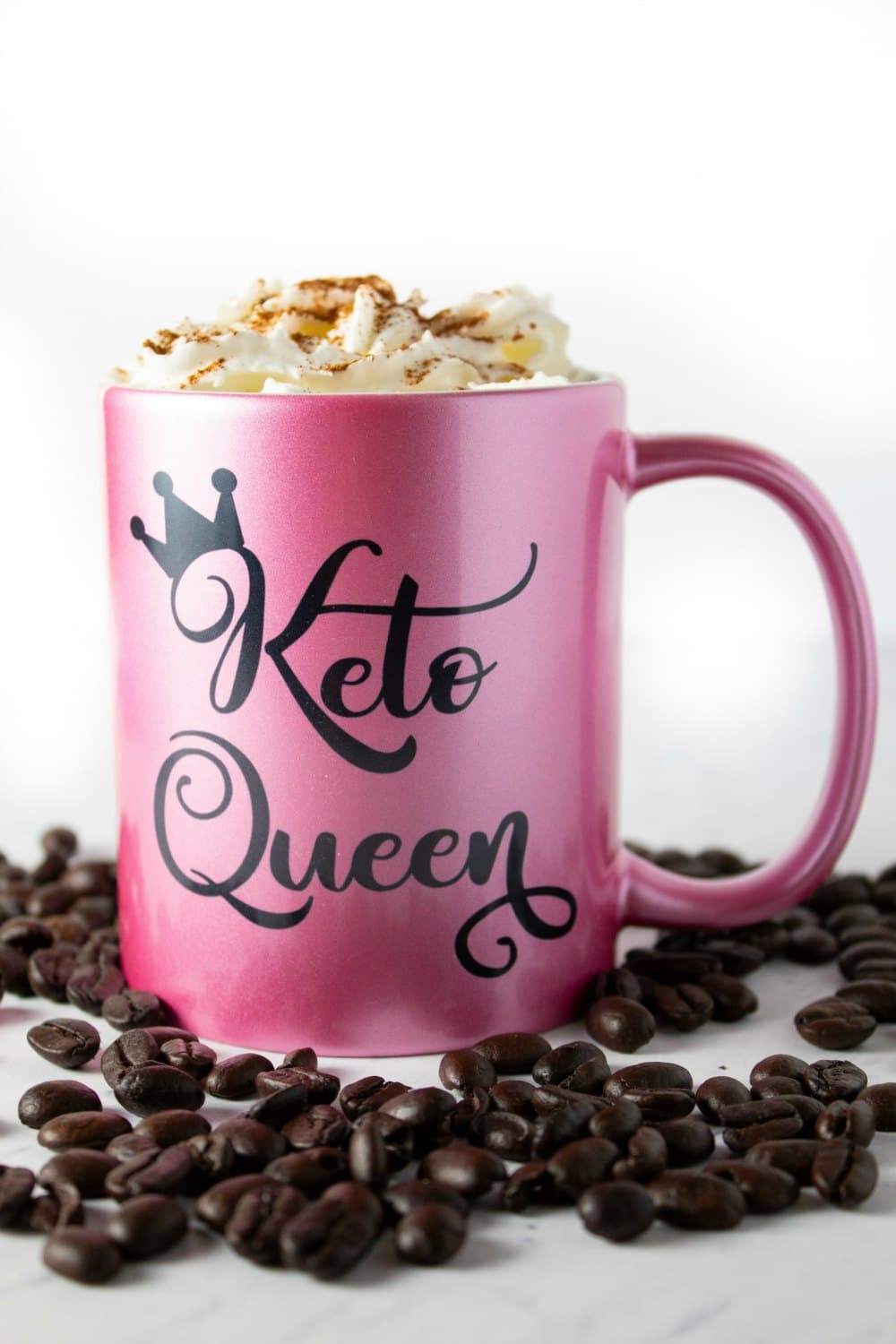 coffee in keto queen cup with whipped cream on top