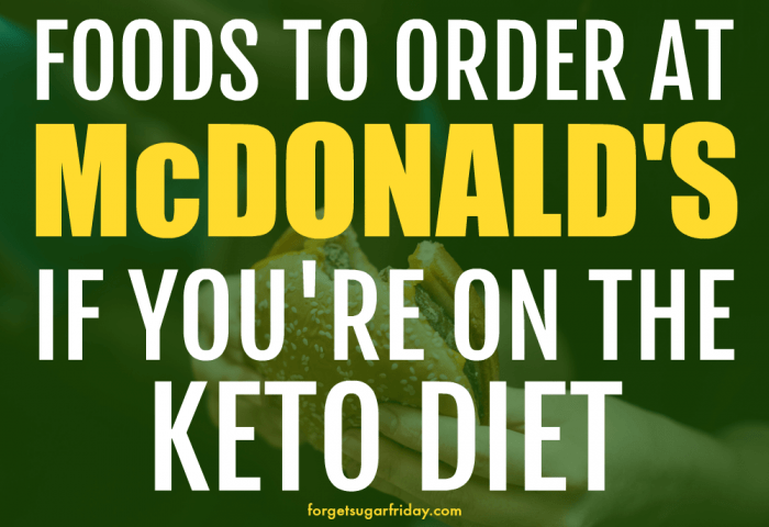 how to order keto mcdonald's food text with green overlay over burger