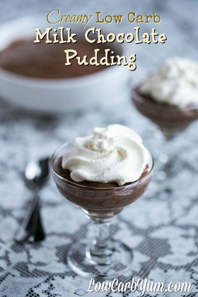 Keto Breakfast chocolate pudding served in a glass goblet with whipped cream on top