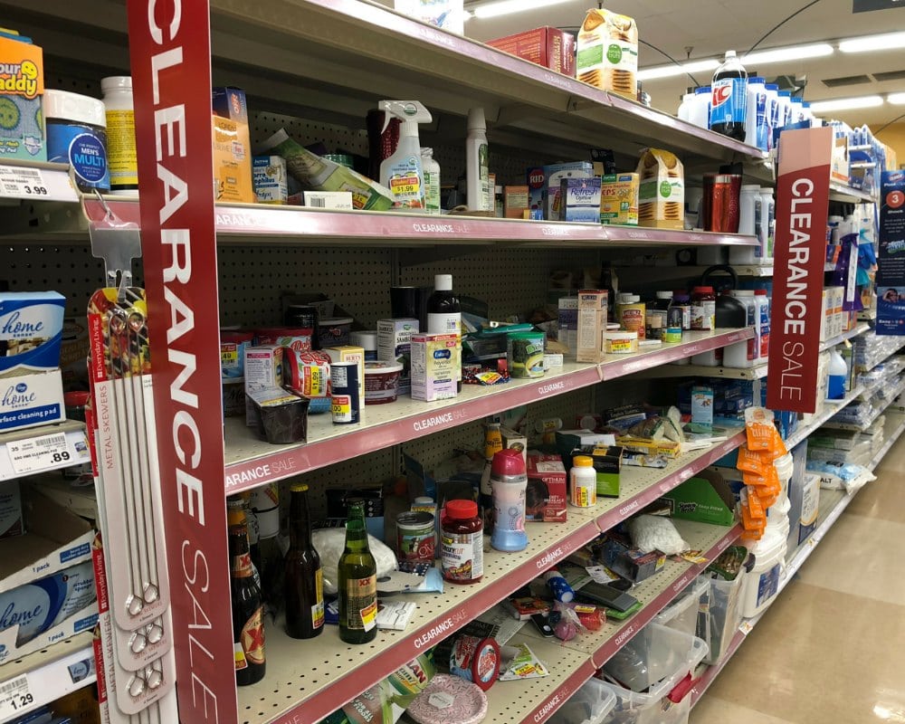 keto on a budget in a kroger clearance aisle with yellow tags on products