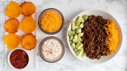 keto taco bar overhead view of everything