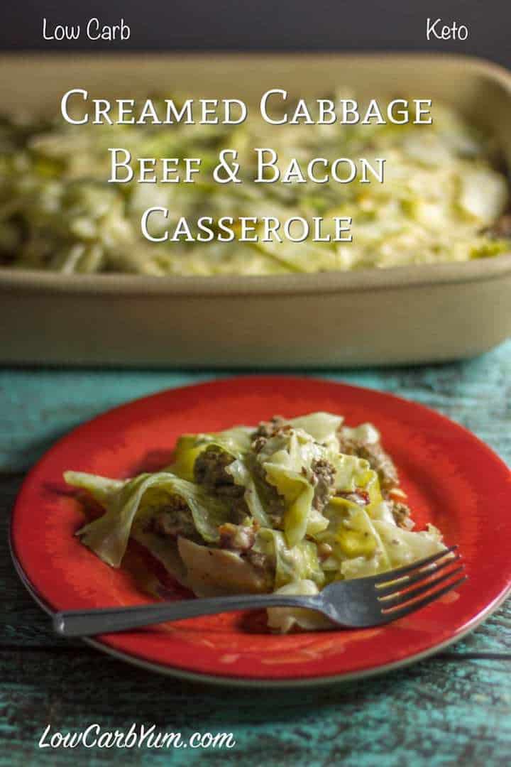 keto ground beef casseroles with creamed cabbage on dish