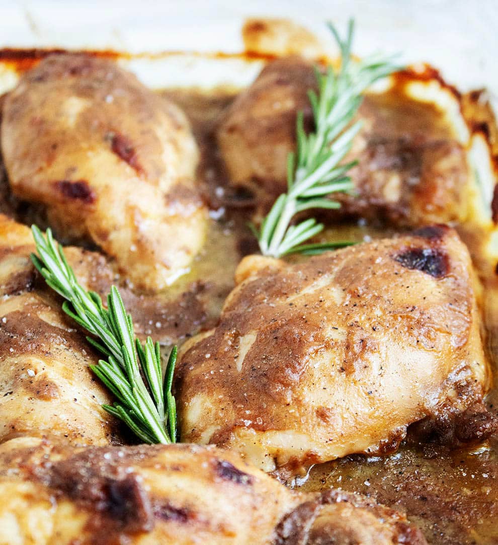 keto chicken recipes closeup on chicken thighs with rosemary