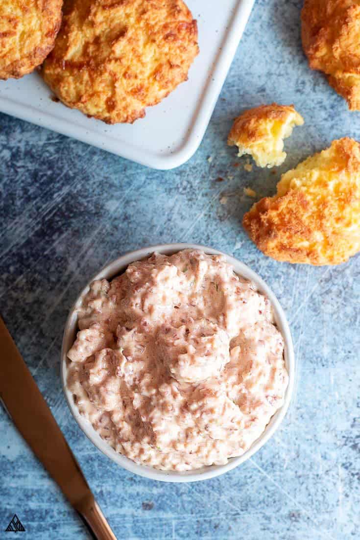 bacon flavored butter in serving bowl as a no carb snacks example