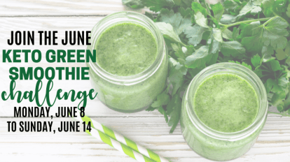 ad for june keto green smoothie cleanse with green smoothie in background