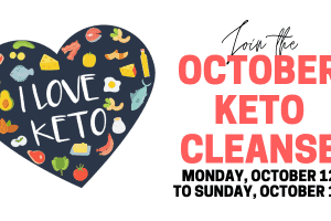 text for october keto green smoothie cleanse next to an i love keto heart