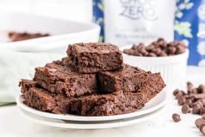 keto cookie casserole chocolate pieces sitting on a white plate