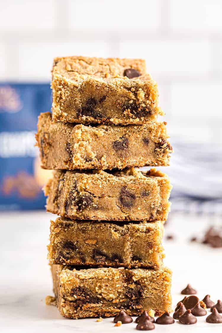 stack of keto peanut butter chocolate chip cookies