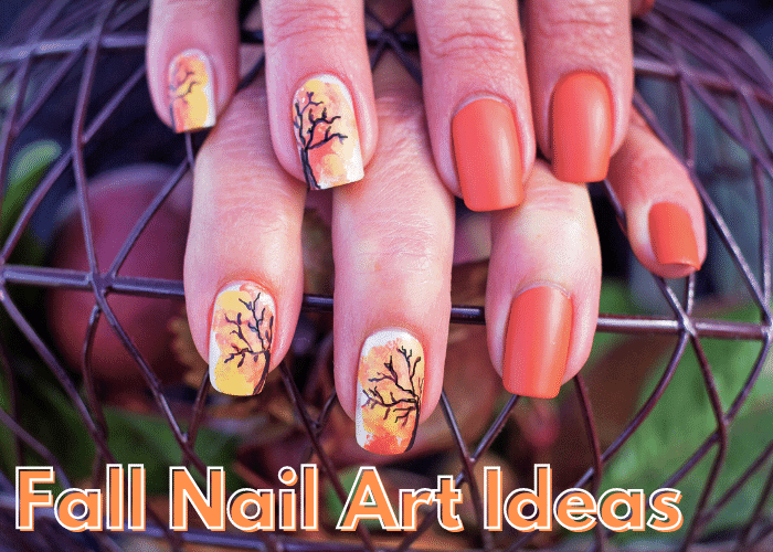 hand with halloween nails in two colors