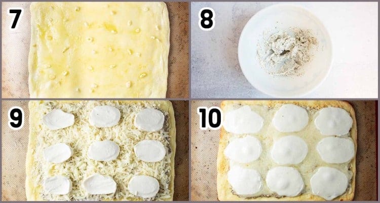 set of 4 keto white pizza process assembly photos