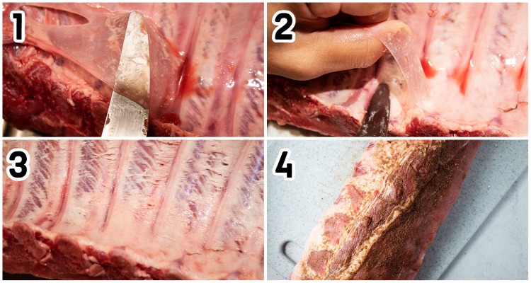 four steps showing how to prepare keto ribs