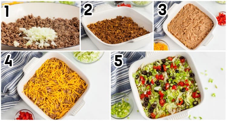 5 steps to making low carb taco casserole