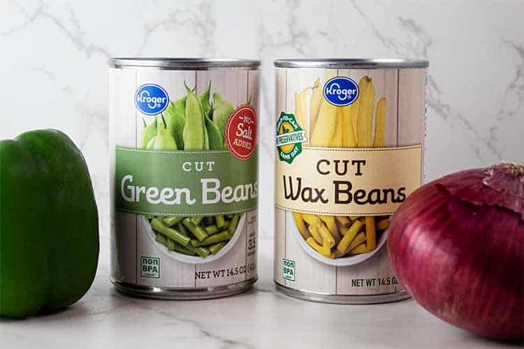 Side review of ingredients needed to make a bean salad